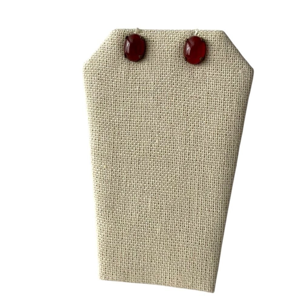 Vintage Natural Oval Red Stud Earrings
